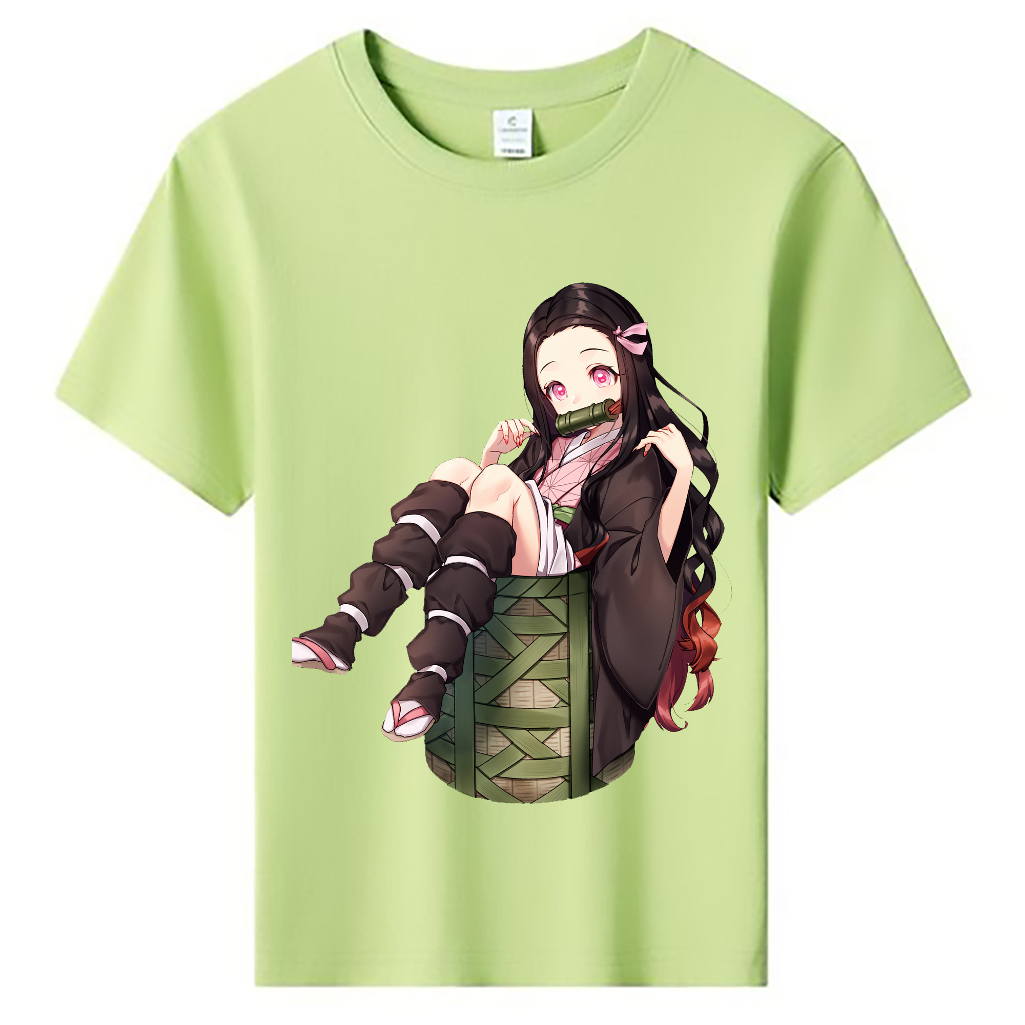 （画像用） 鬼滅の刃（きめつのやいば）竈門 禰󠄀豆子／かまど ねずこ Kamado Nezuko 綿100％キッズTシャツ（フロントプリント）